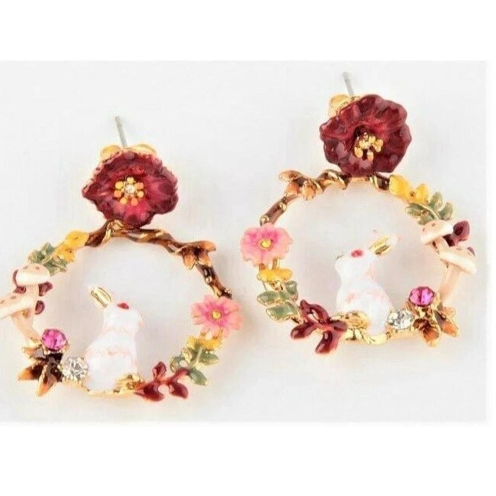 Les Nereides Enchanted Encounters Rabbit Earrings Cottage Boho French Dainty